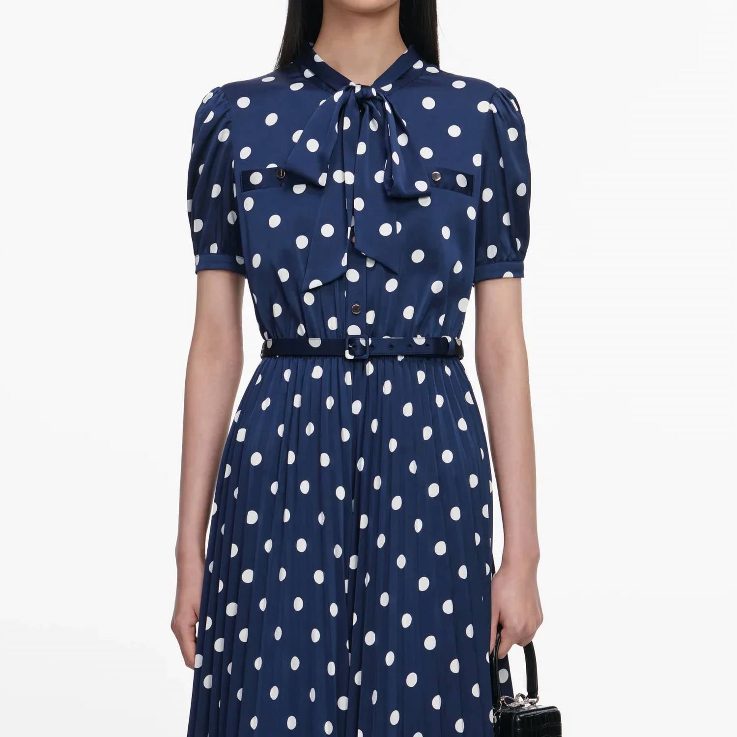 Self-Portrait - Polka Dot Satin Midi Dress
