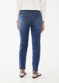 FDJ Olivia Embroidered Pastel Palm Trees Pencil Ankle Denim Jeans in medium wash - women's jeans - alternate view