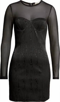 Alice + Olivia - Takako Mesh Long Sleeve Mini Dress