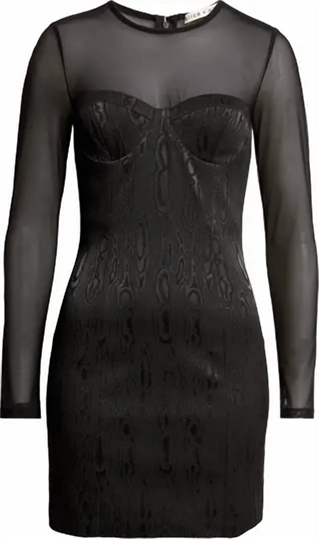 Alice + Olivia - Takako Mesh Long Sleeve Mini Dress