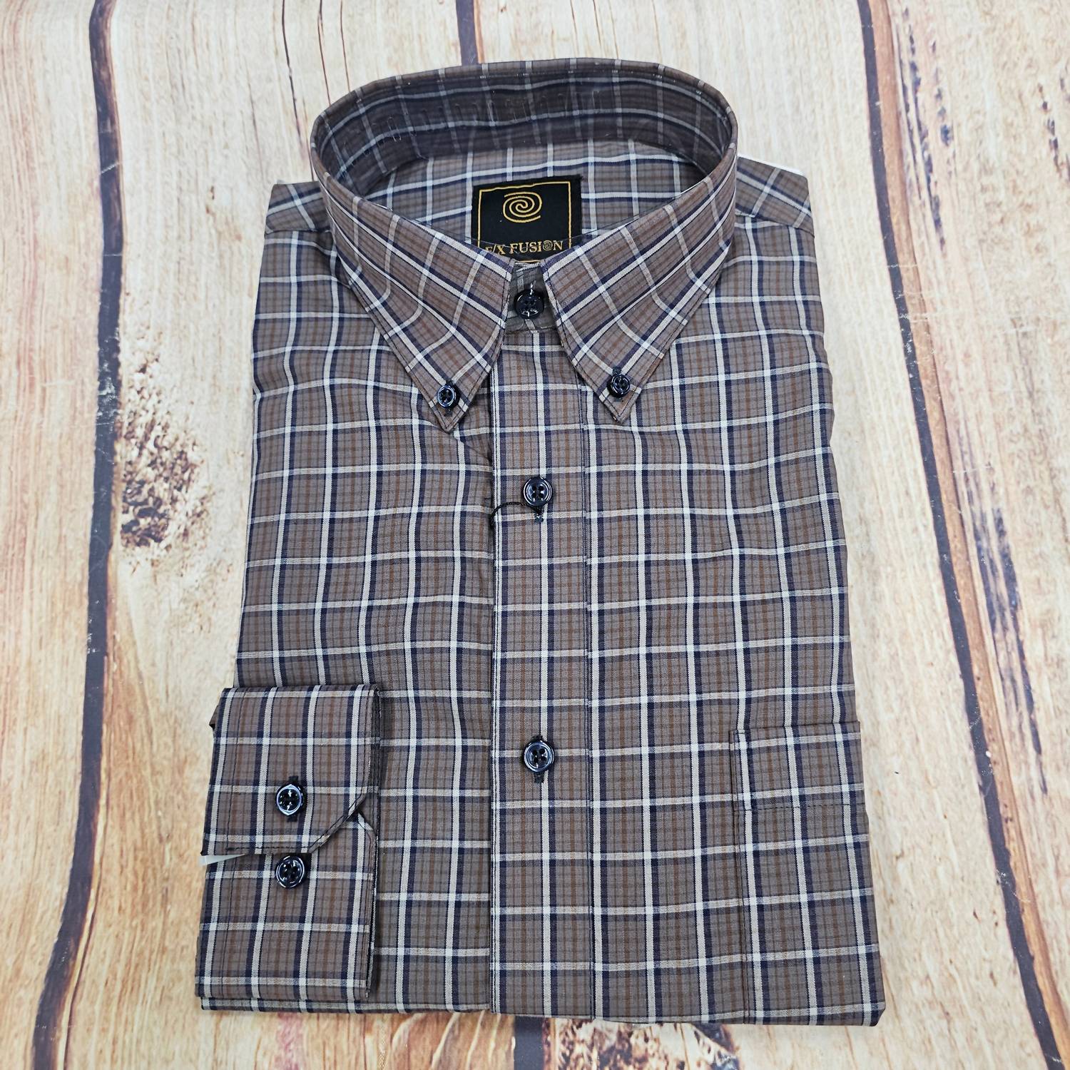 F/X Fusion Men's Multi Check Long Sleeve Shirt in gray - men's shirt - alternate view
