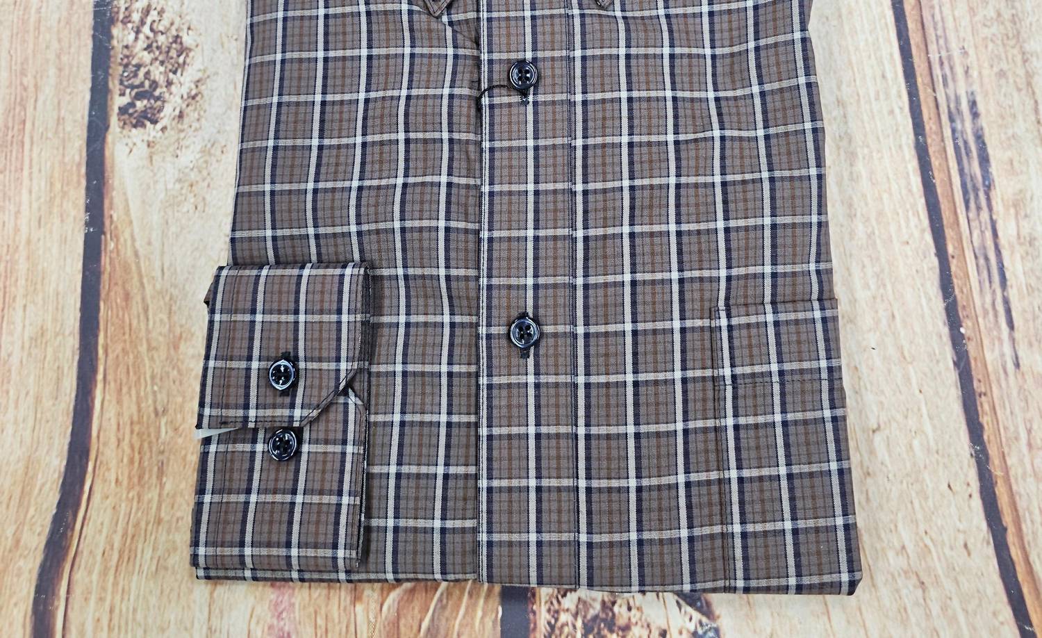 F/X Fusion Men's Multi Check Long Sleeve Shirt in gray - men's shirt - detail view