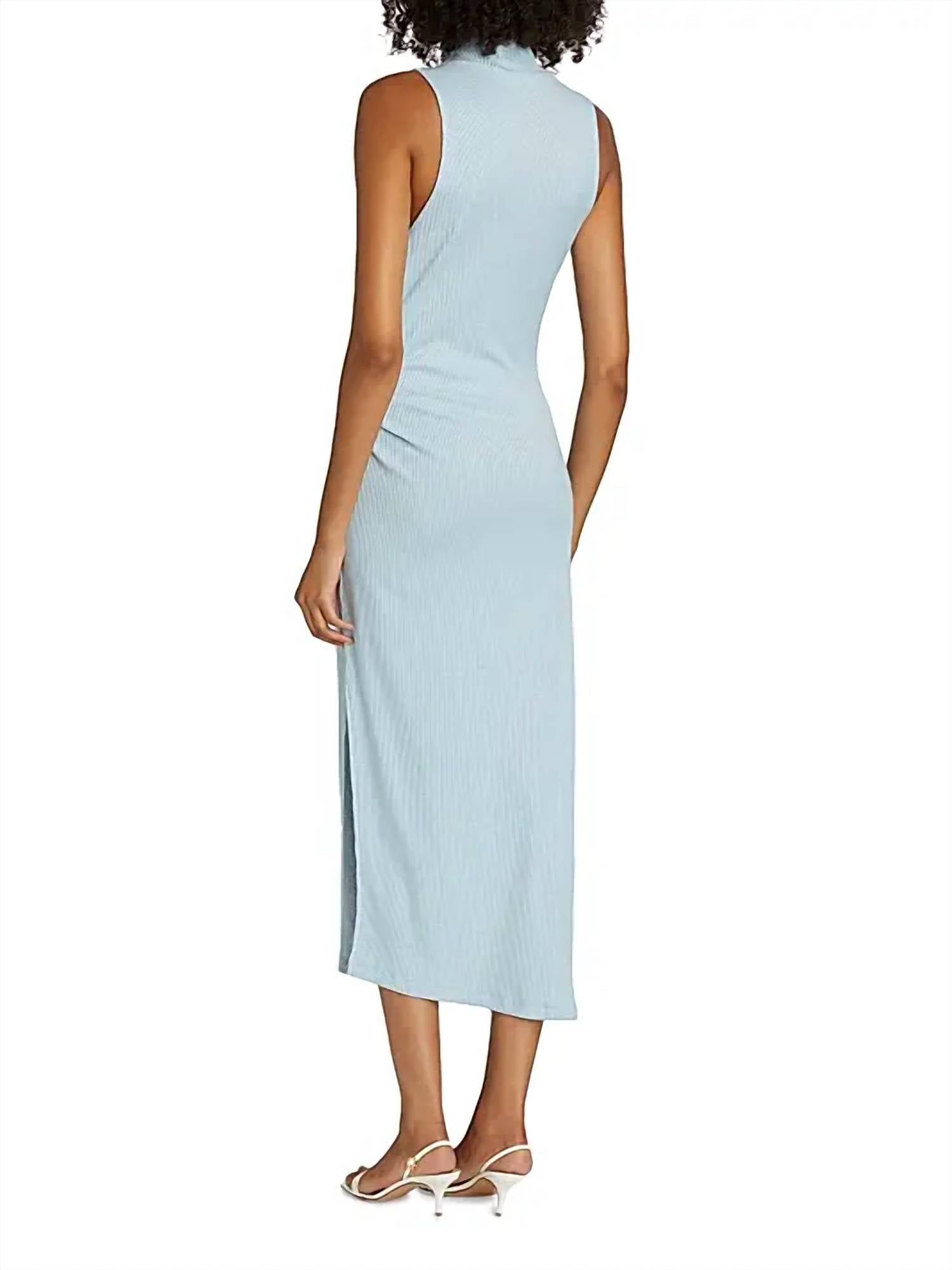 Ramy Brook Ximena Ruched Sleeveless Midi Dress in dream blue - women's dress - alternate view
