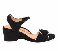 L'amour Des Pieds Women's Marora Suede Sandal in black white - women's sandal