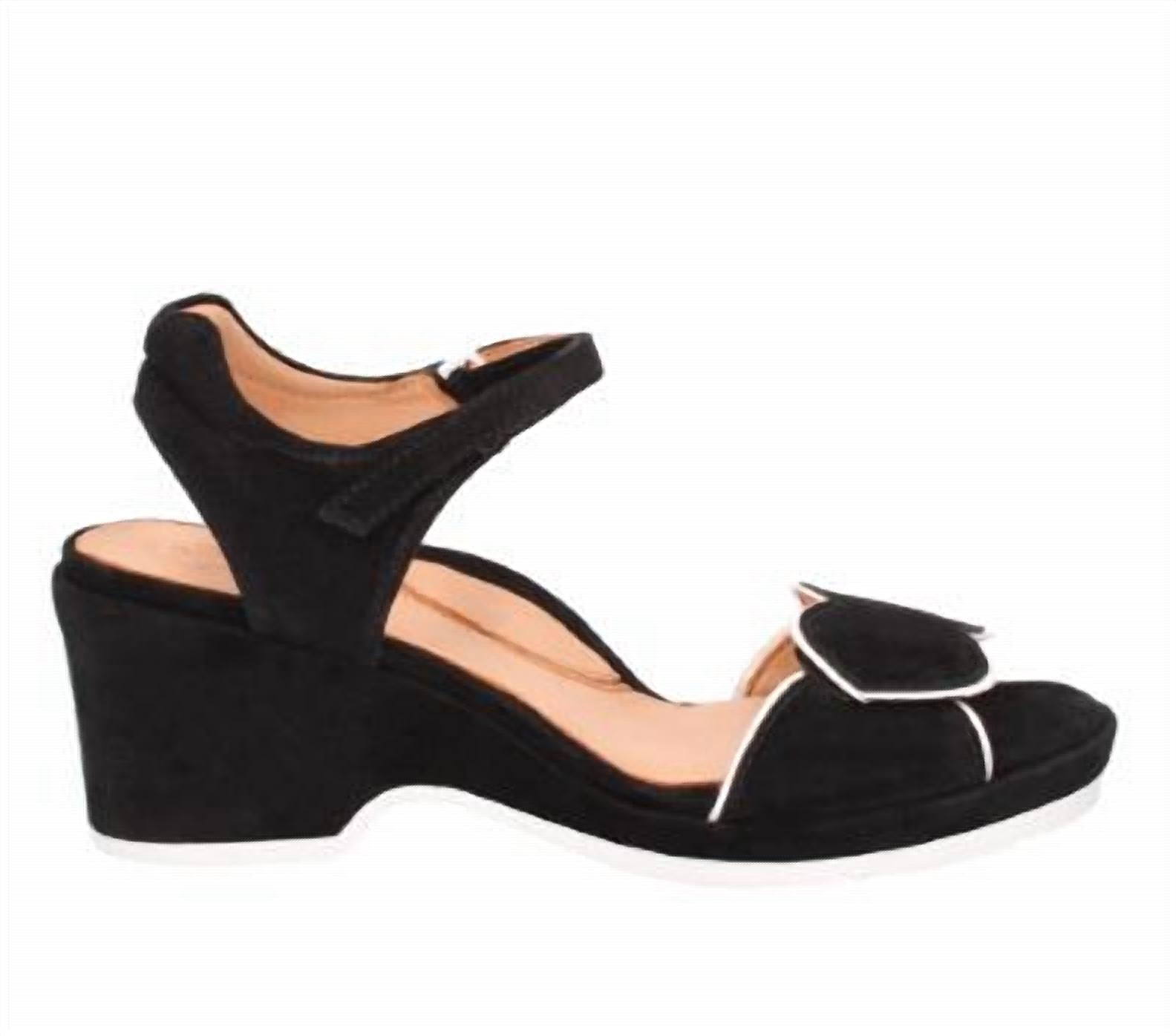 L'amour Des Pieds Women's Marora Suede Sandal in black white - women's sandal