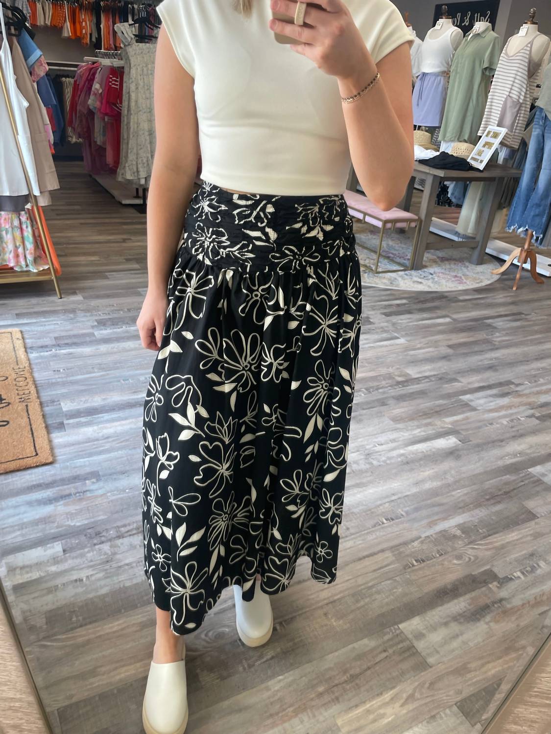 Blu Pepper - Floral Smocked Midi Skirt