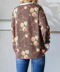 7Th Ray - Cozy Floral Drop Shoulder Top