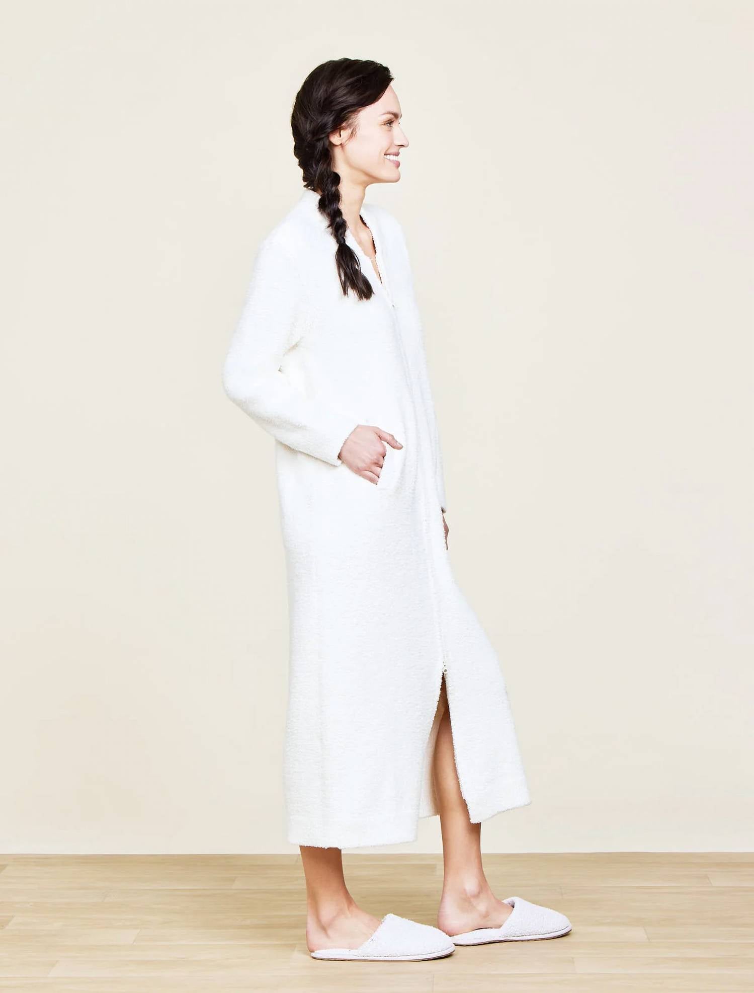 Barefoot Dreams - Cozychic Full Zip V-neck Lounger Dress
