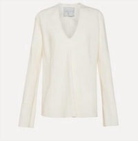 forte forte Viscose Sabl' V Neck Shirt in white - women's blouse - detail view