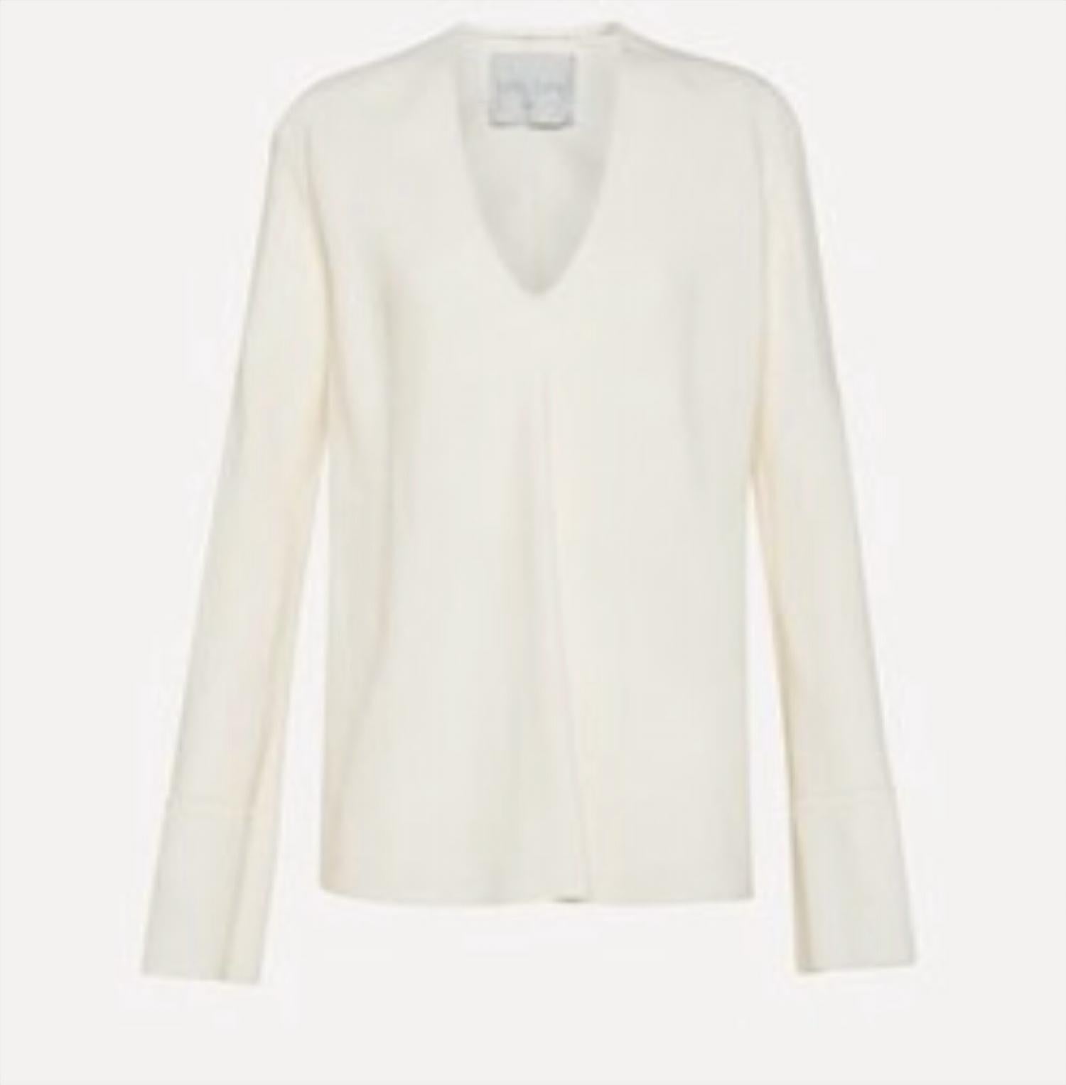 forte forte Viscose Sabl' V Neck Shirt in white - women's blouse - detail view