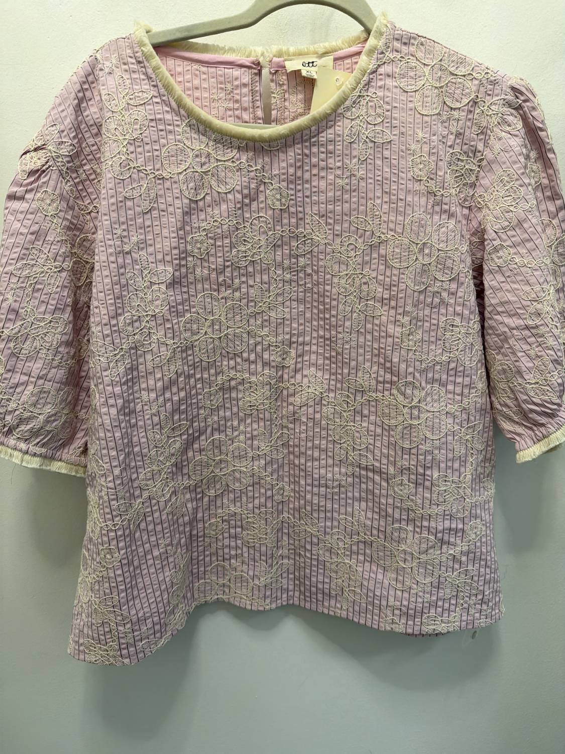 Lime N Chili - Women's Floral Embroidery Stripe Top