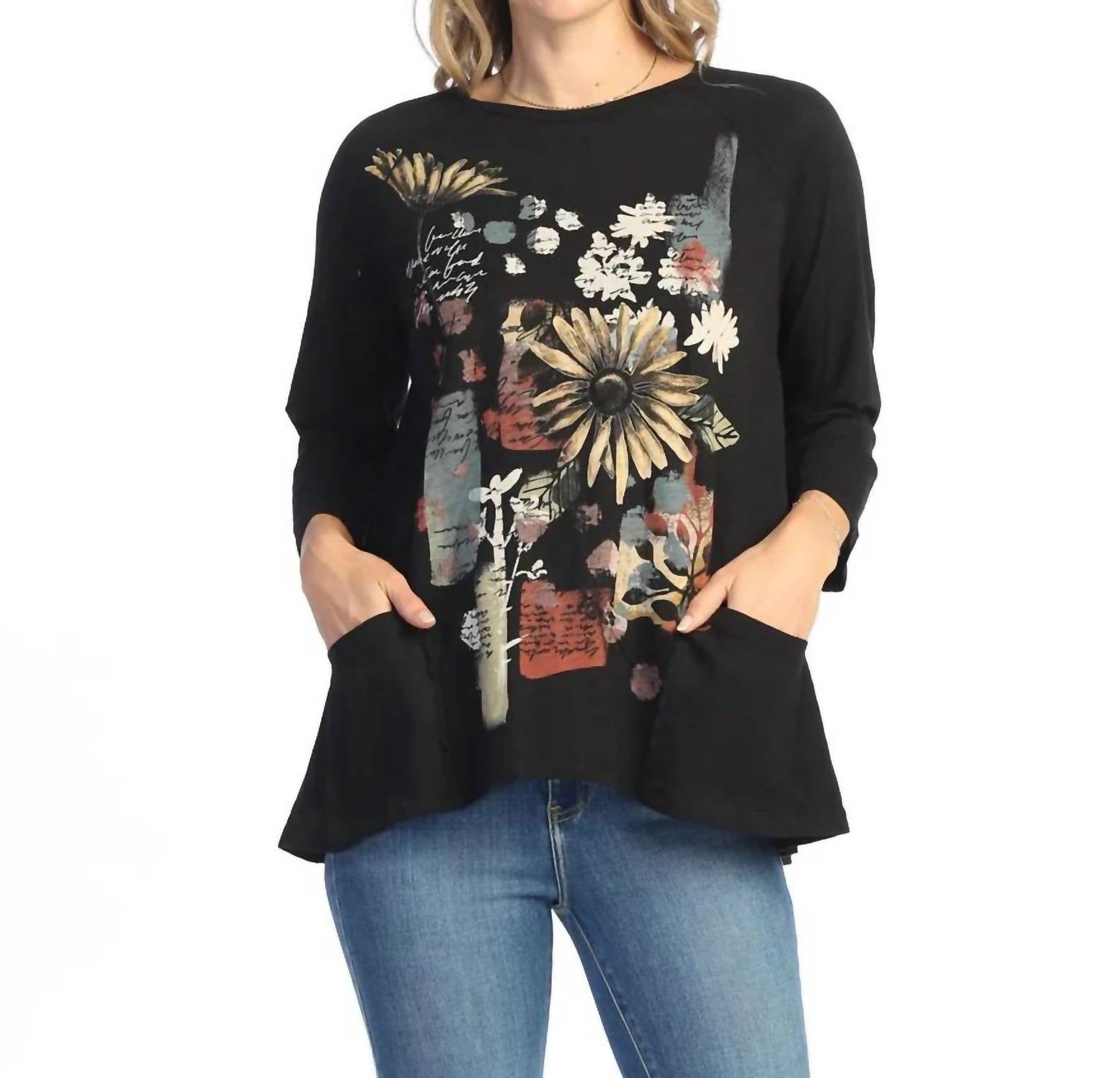 Jess & Jane - Golden Mineral Washed Patch Pocket Cotton Top