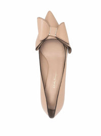 Salvatore Ferragamo Women's Double Bow Leather Pumps in beige - women's heels - view 220