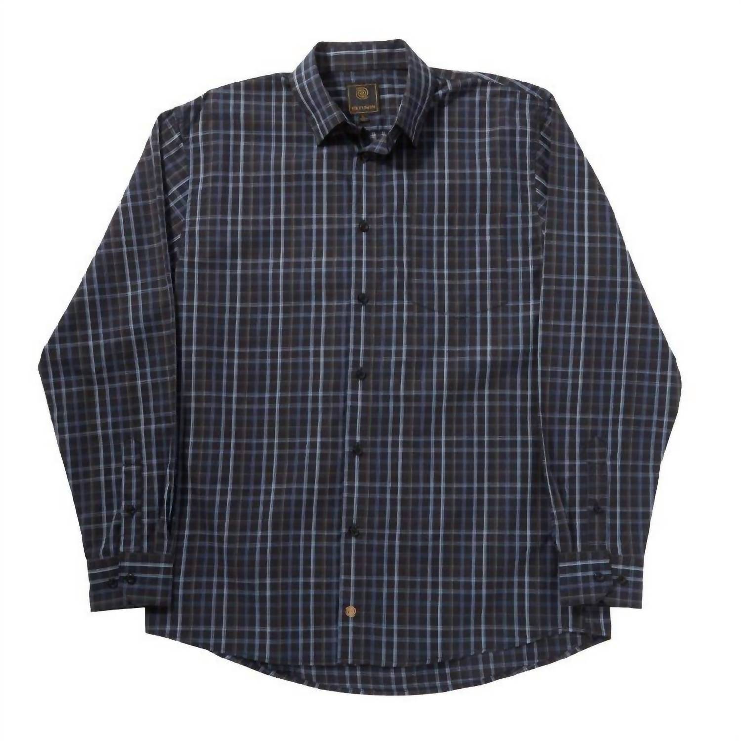 F/X Fusion Men's Long Sleeve Check Button Down Shirt in blue - men's shirt
