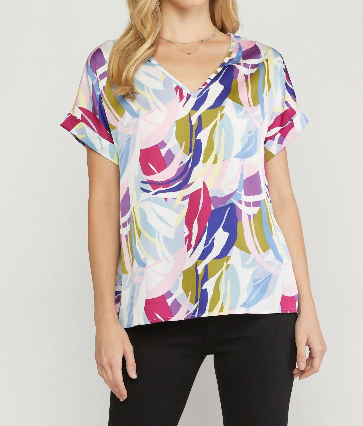 Entro - Abstract Double V-Neck Top