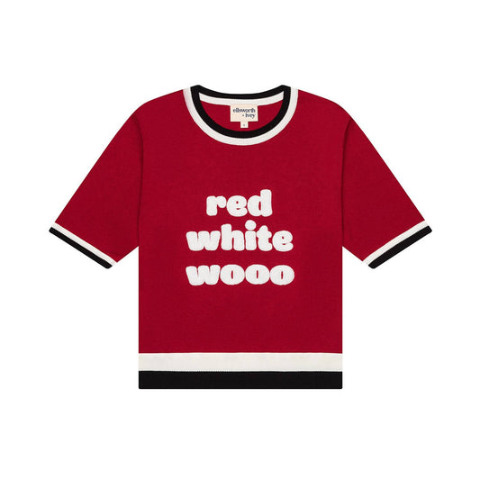Ellsworth + Ivey - Women's Red White Wooo Short Sleeve Top