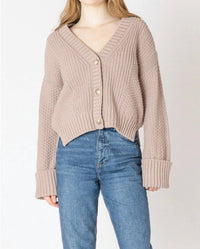 Dex Clothing - Cuffed Sleeve Textured Cardigan