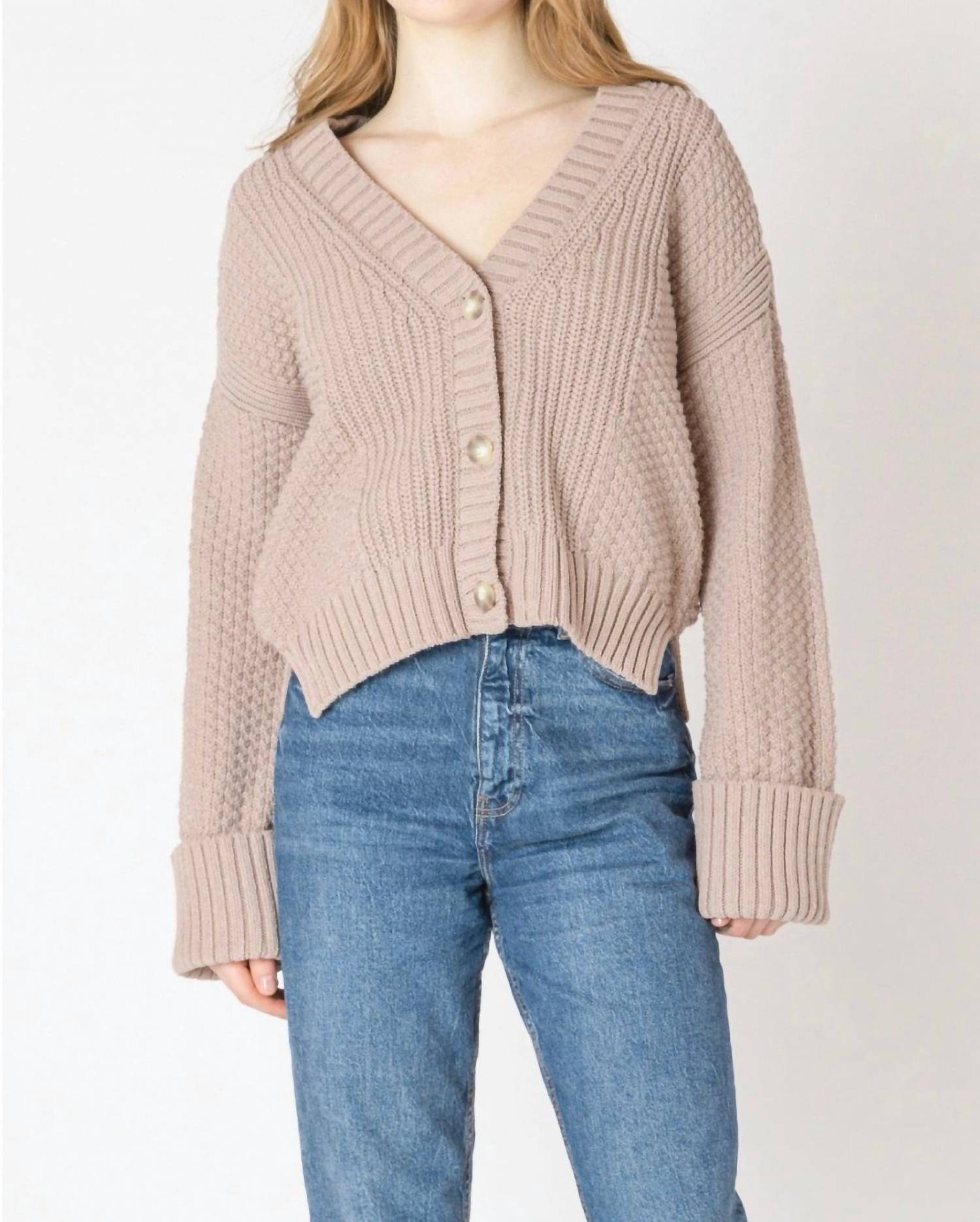 Dex Clothing - Cuffed Sleeve Textured Cardigan