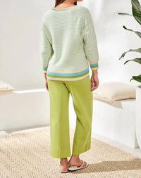 Mb By Tribal - Scoop Neck Cotton Stripe Sweater