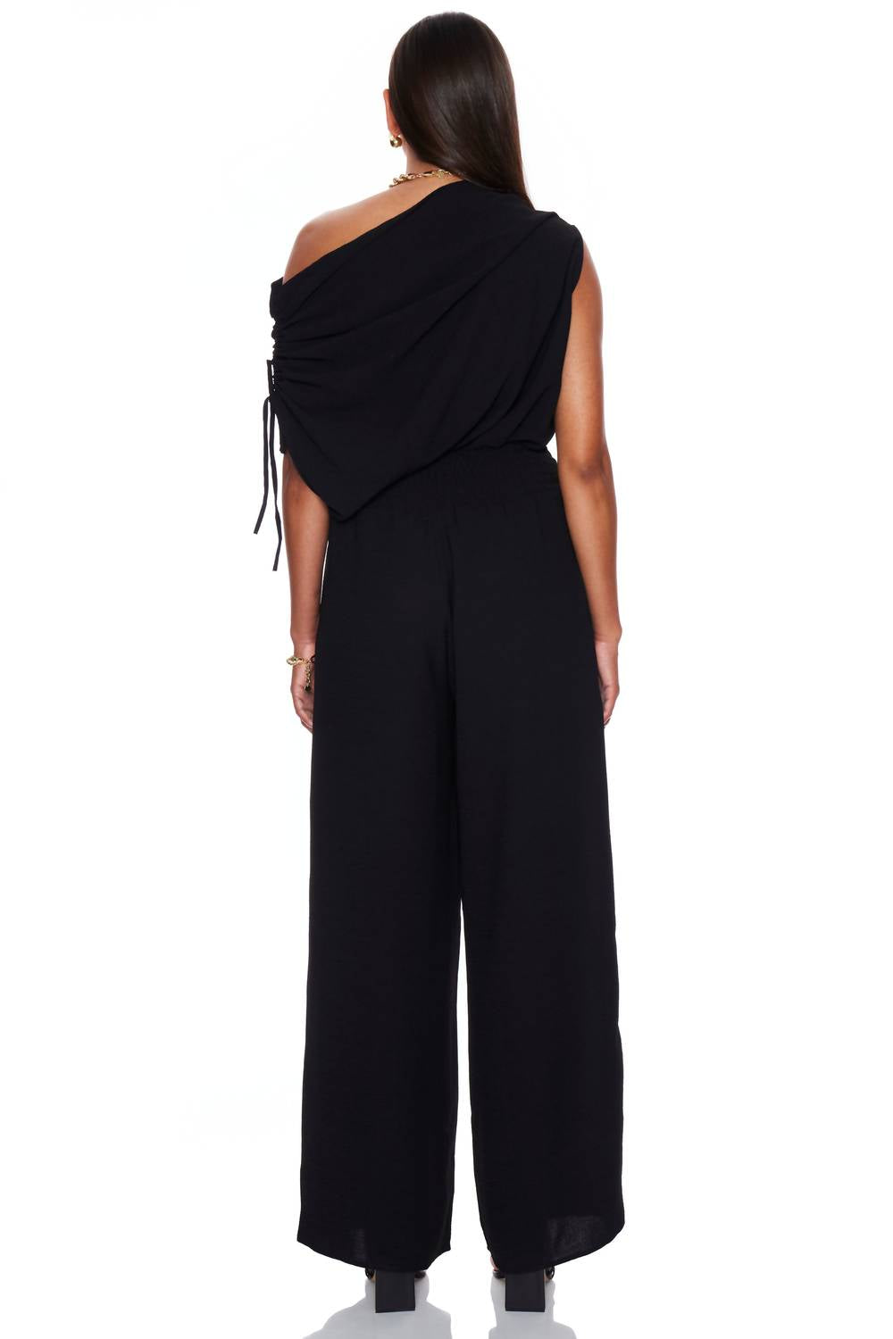 bishop + young Solerno One Shoulder Top in black - women's blouse - alternate view