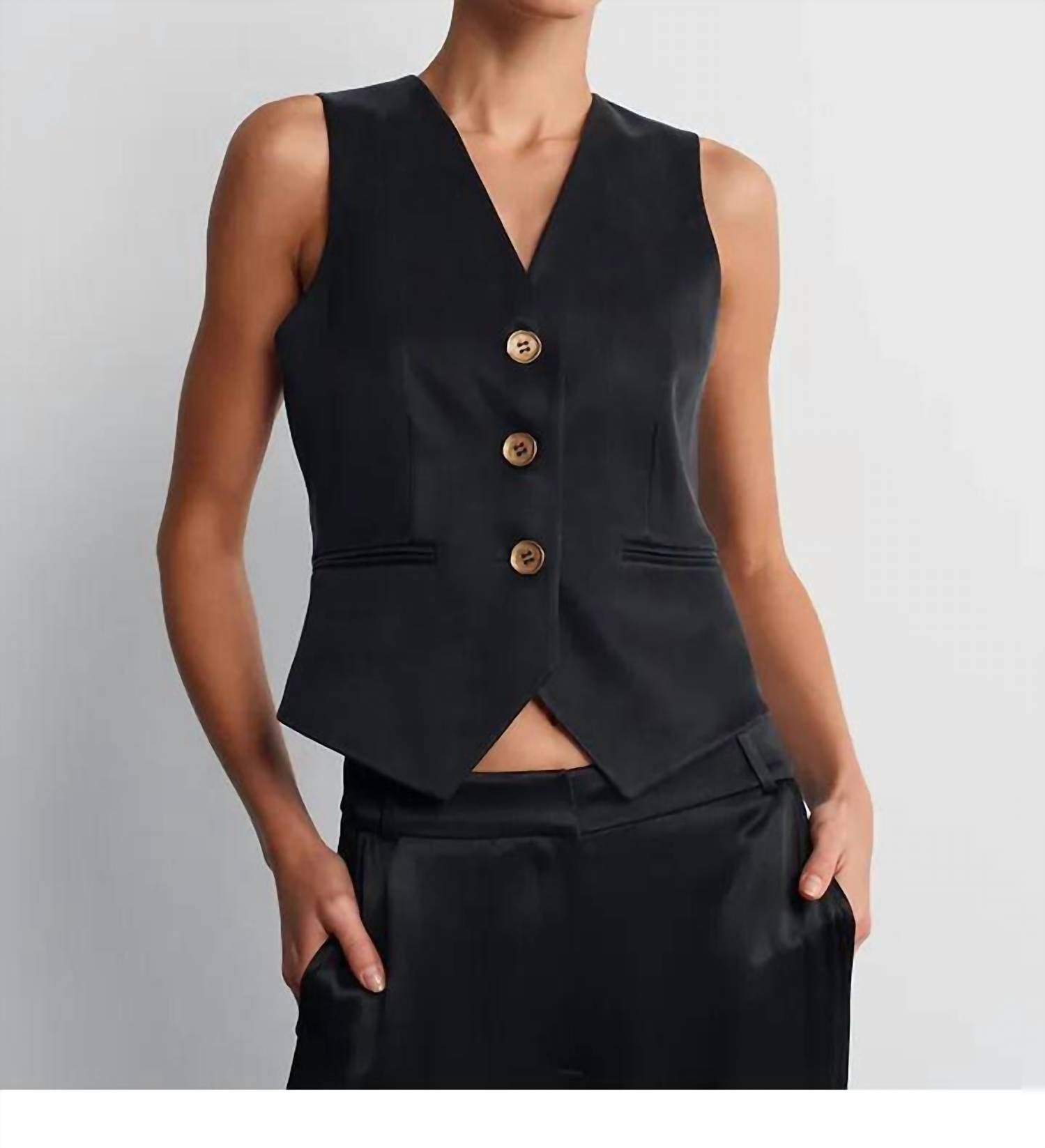 Acaria Studio Night Sleeveless Vest in black - women's blouse - detail view