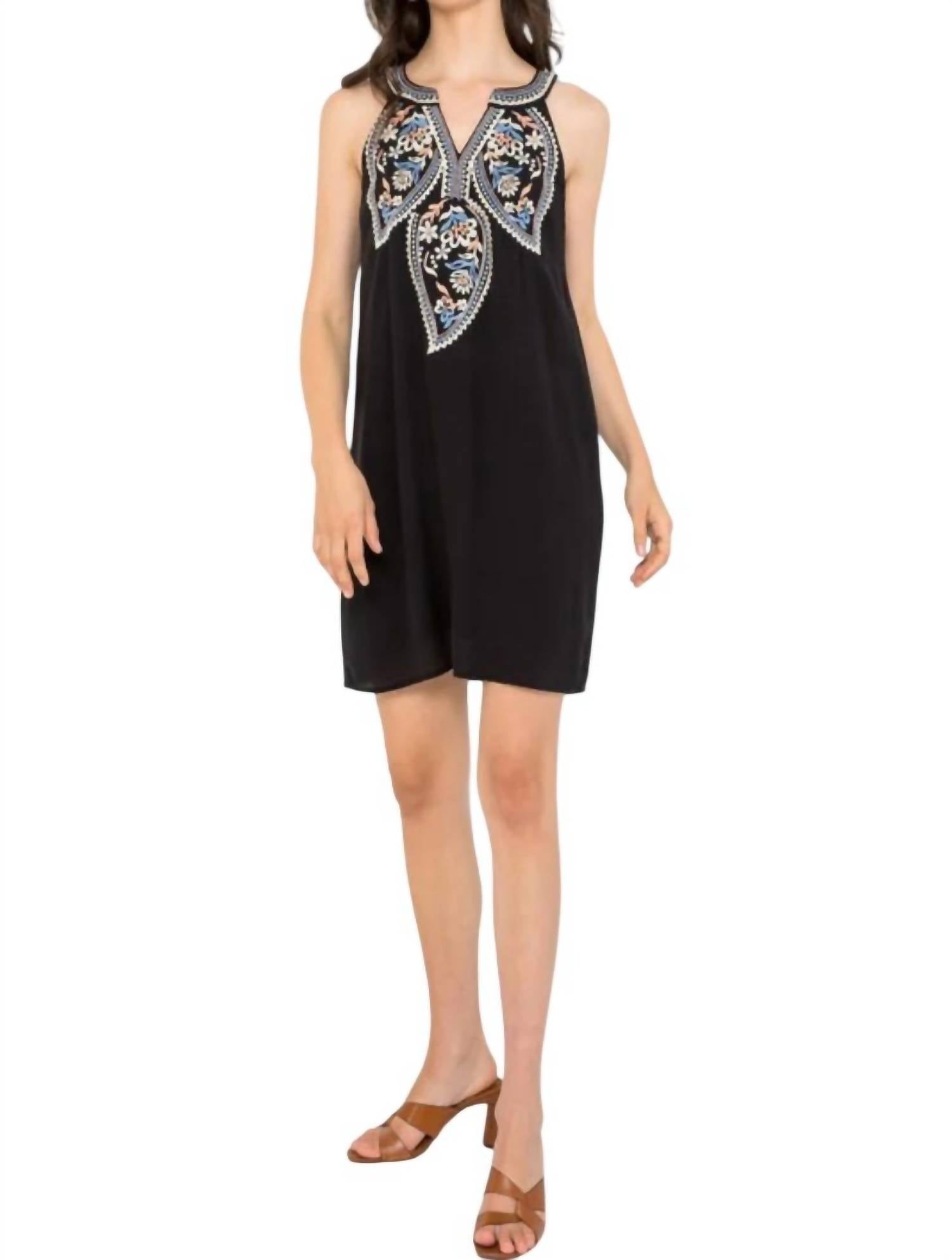Thml - Kehlani Embroidered Halter Mini Dress