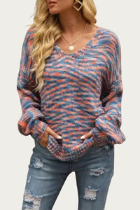 SPACE-DYE KNIT V-NECK SWEATER