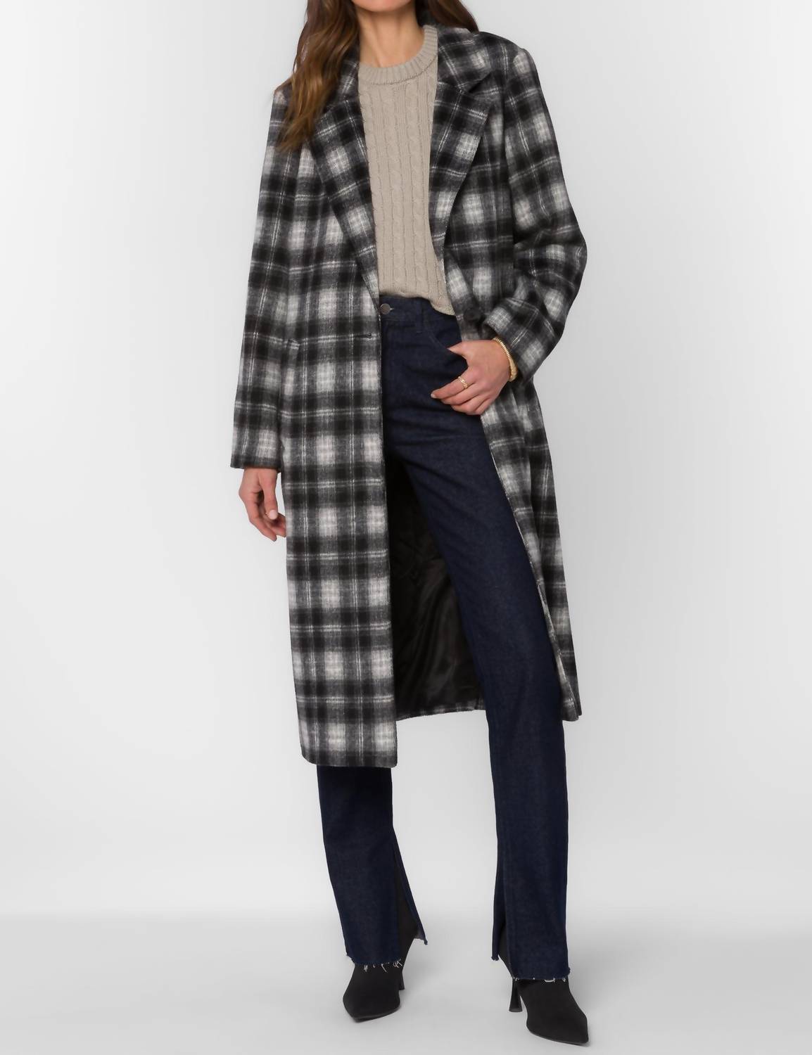 Velvet Heart - Myrtle Single Button Plaid Coat