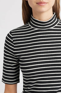 Rag & Bone - Knit Stripe Rib Mock Neck Tee