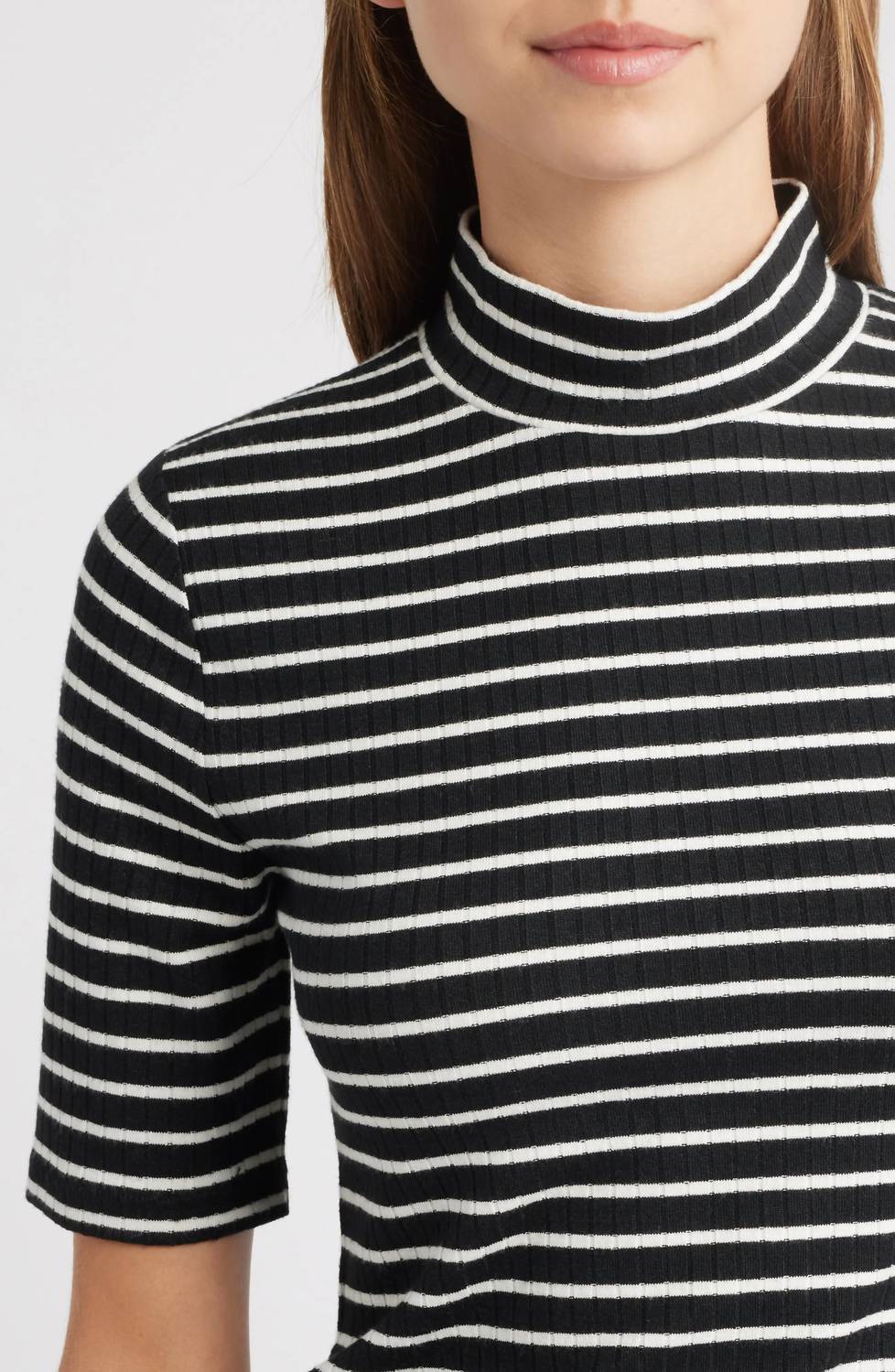 Rag & Bone - Knit Stripe Rib Mock Neck Tee