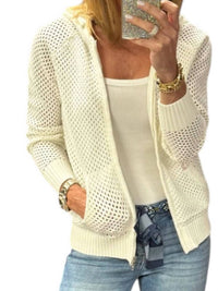 Just Madison - Madz Crochet Zip Hoodie Sweater