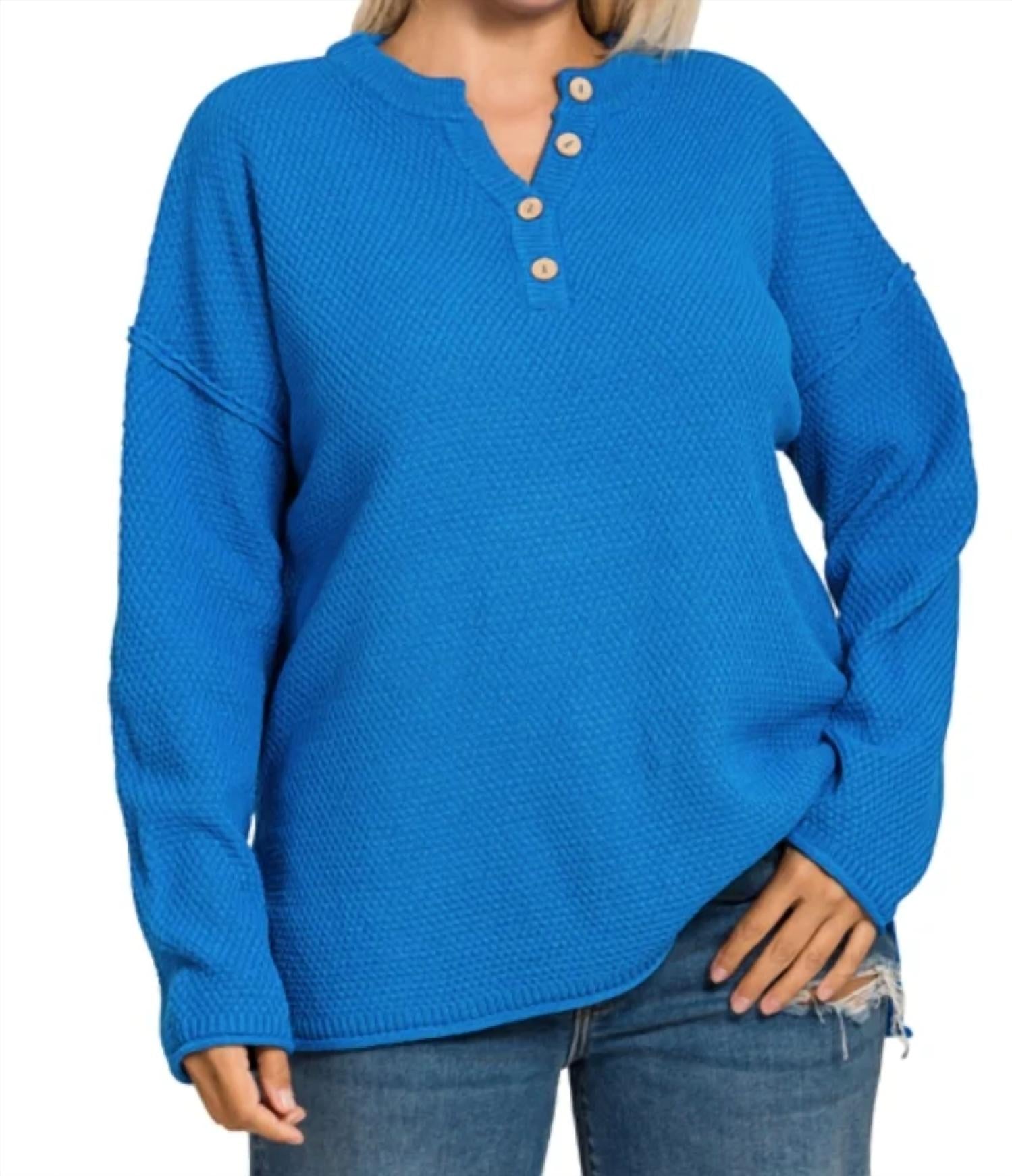 Zenana - Henley Basic Sweater