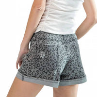 Easel - Wild Side Leopard Denim Short