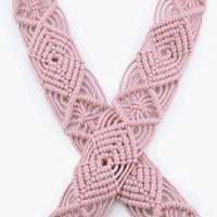 Jen & Co. Women's Woven Macrame Crossbody Purse Strap in mauve pink - women's item - detail view