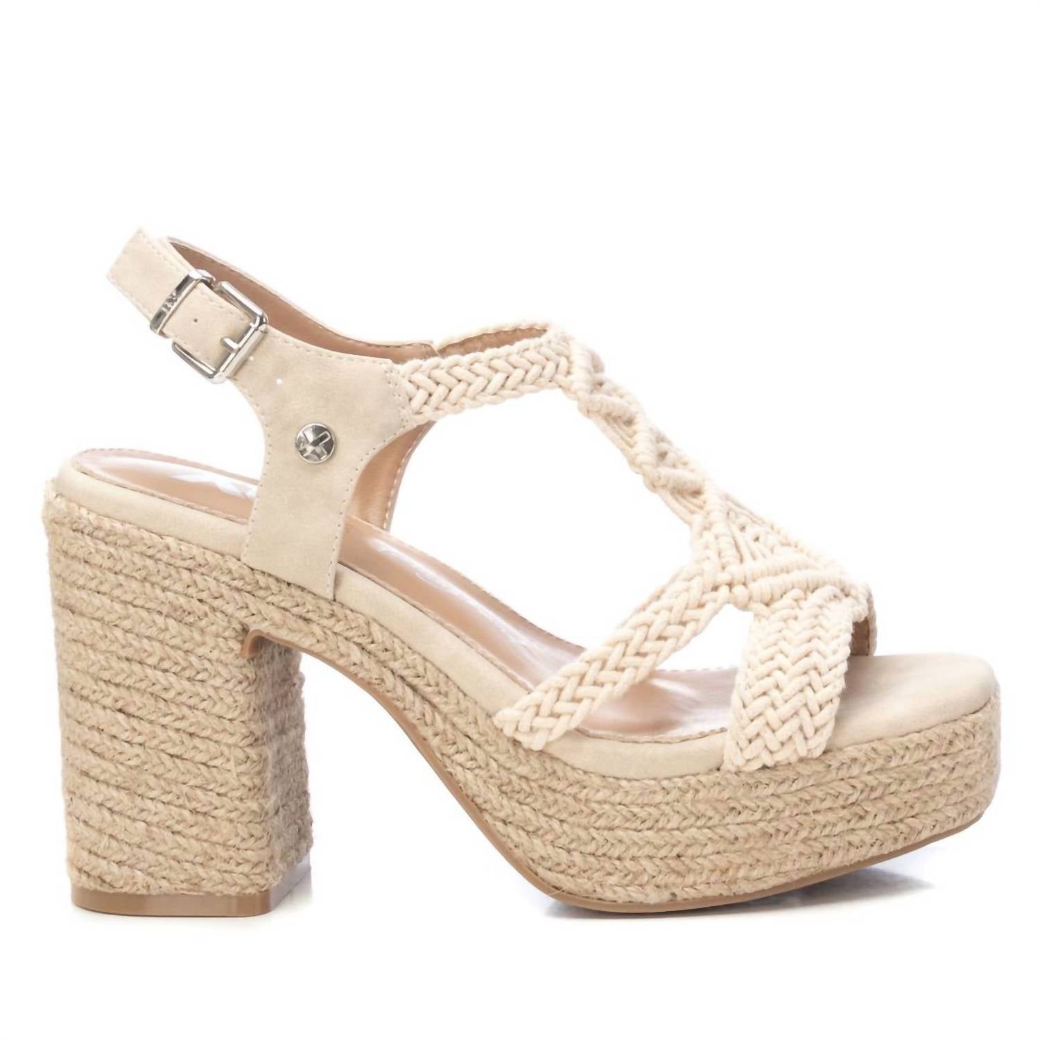 Xti WOMEN'S HEELED JUTE PLATFORM SANDALS in ice - women's shoe