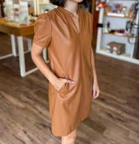 Jade Melody Tam - Vegan Leather Pocket Chemise Dress