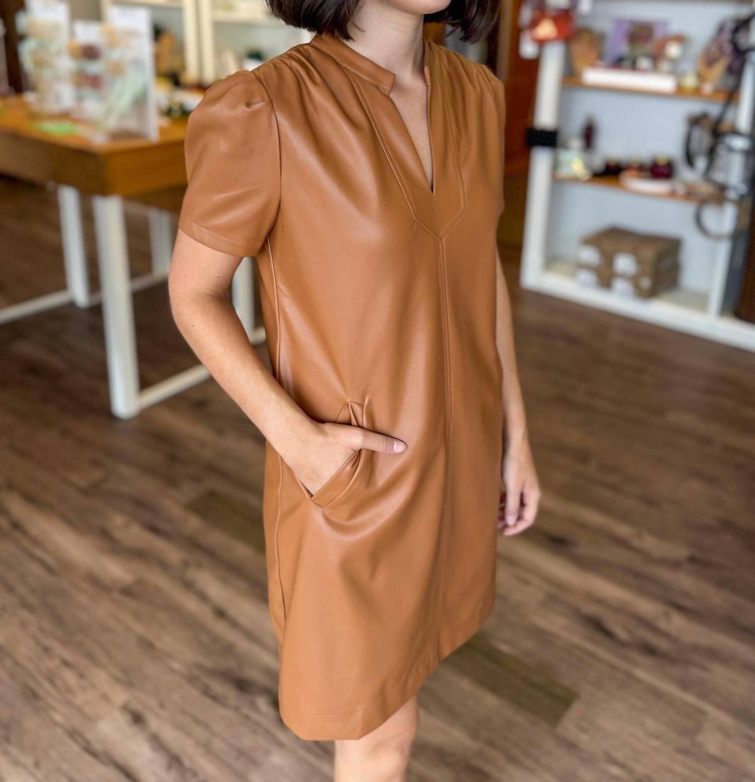 Jade Melody Tam - Vegan Leather Pocket Chemise Dress