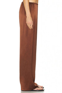 Enza Costa Bias Cut Satin Pant in nutmeg - women's pants - detail view