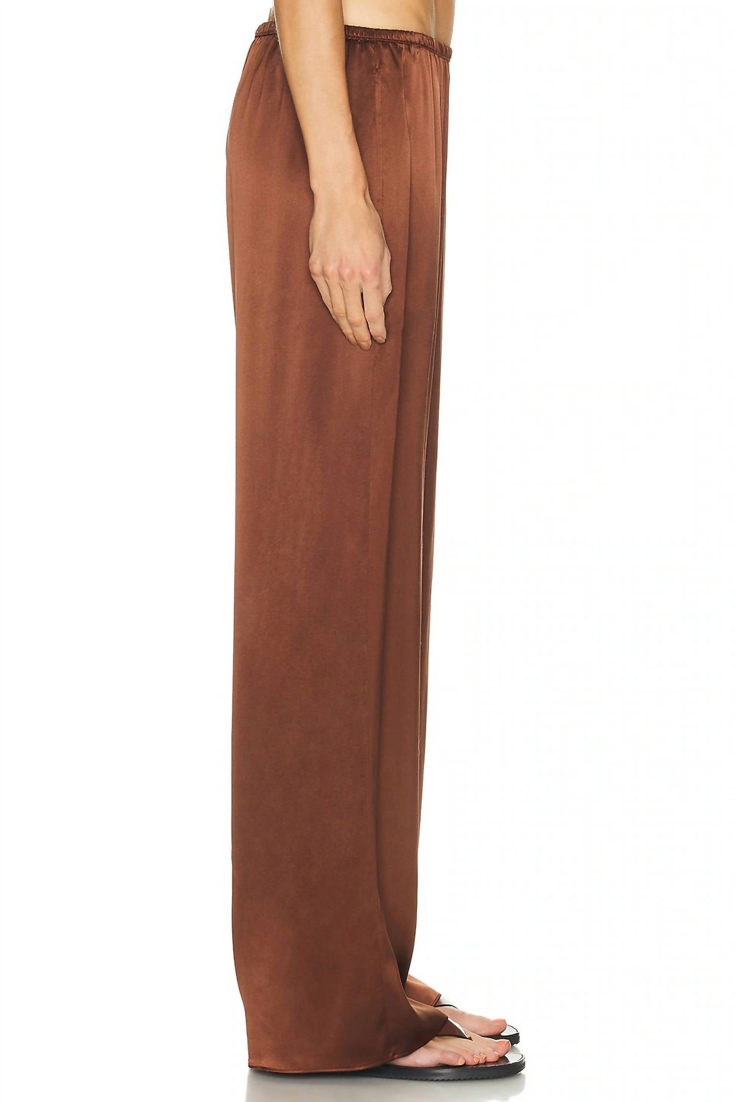 Enza Costa Bias Cut Satin Pant in nutmeg - women's pants - detail view