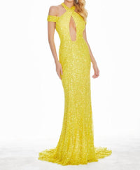 Ashleylauren - Beaded Sequin Open Back Dress