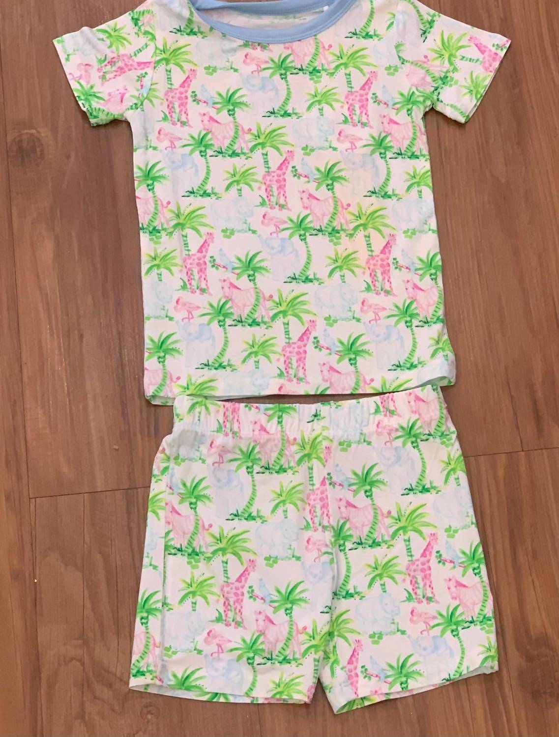 Sweet Bay Clothing Girl's Zoo Two Piece Pajama Short Set in multi - item - detail view