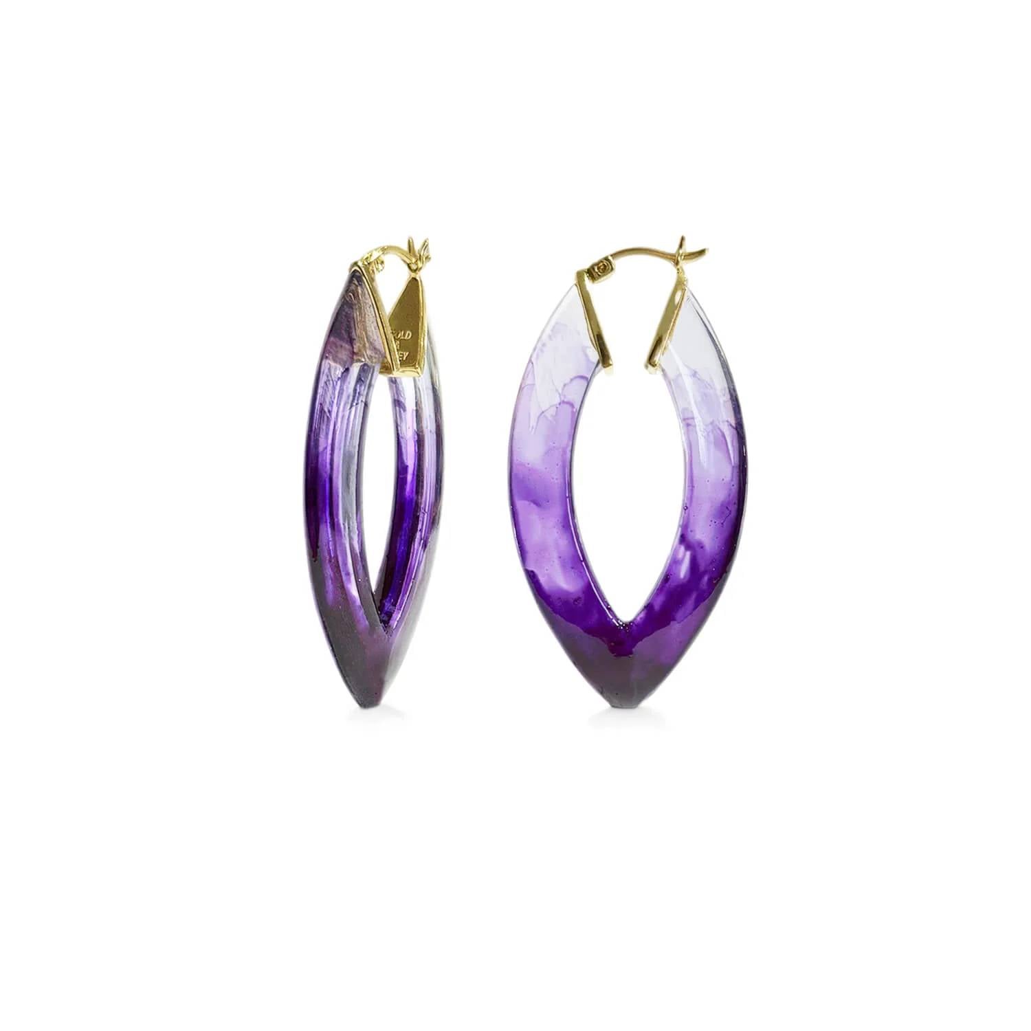 Gold & Honey - Women's Painted Marquise Lucite Hoop Earrings