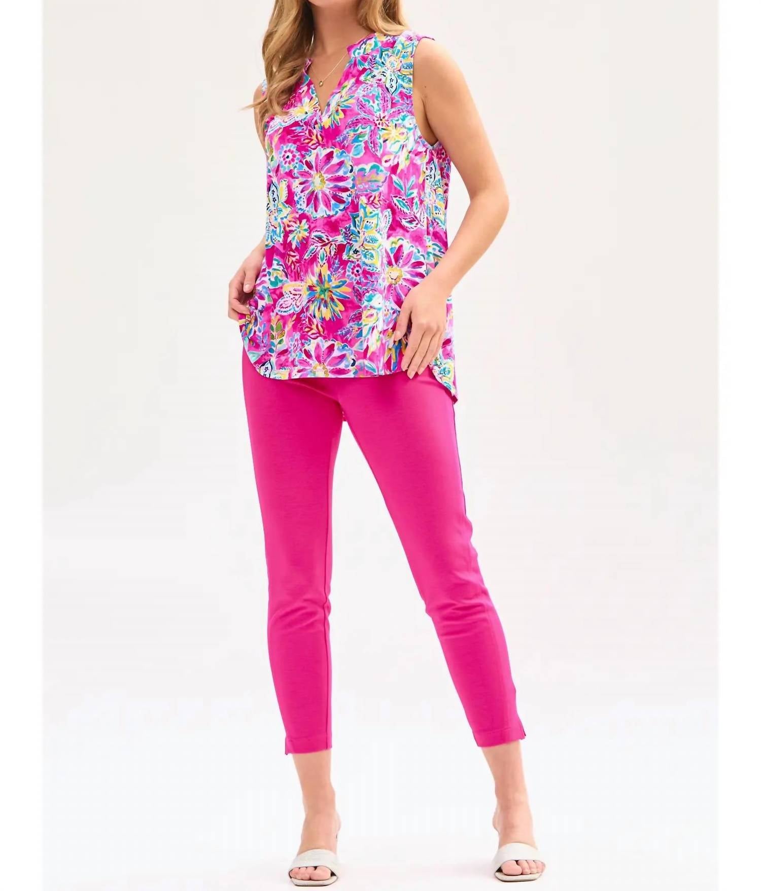 Dear Scarlett Floral A-Line Tank Top in pink - women's tank top