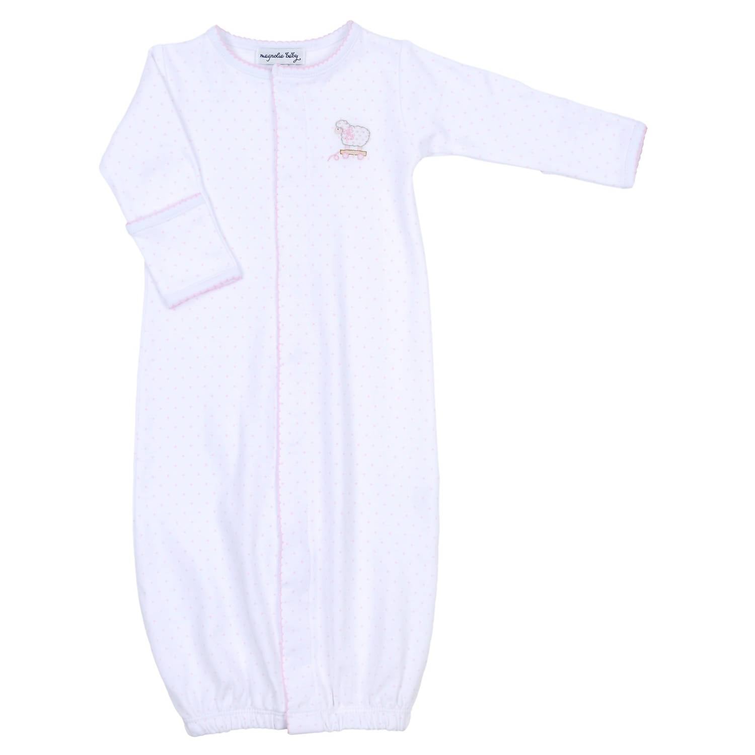 Magnolia Baby - Baby's Darling Lambs Embroidered Converter Gown