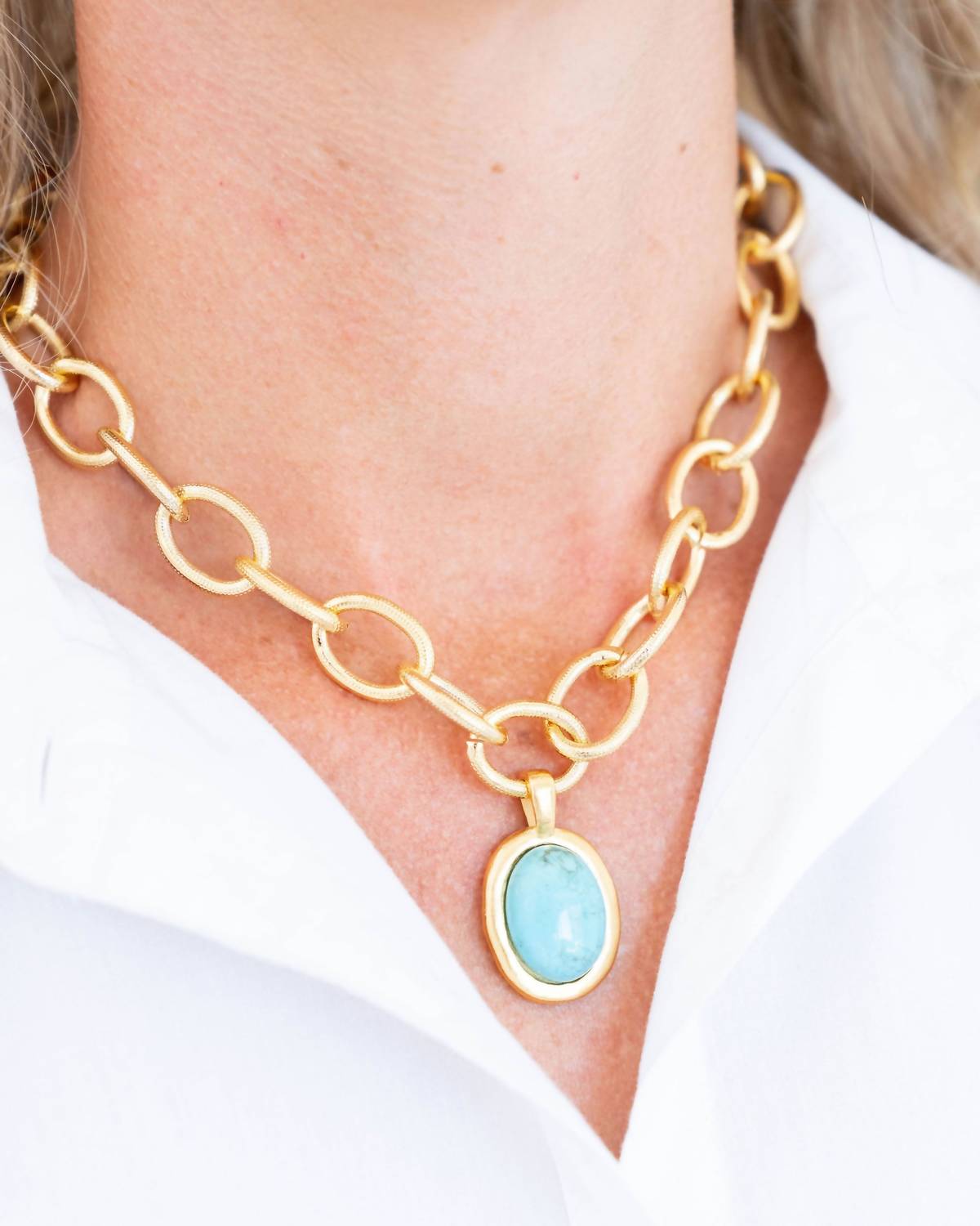 Susan Shaw - Women's Cabochon Loop Chain Necklace