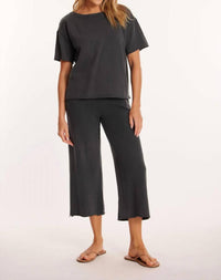 Mododoc - Gathered Waist Flared Crop Pants