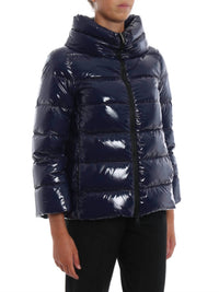 Herno Patent Puffer Jacket in blue - women's jacket - alternate view