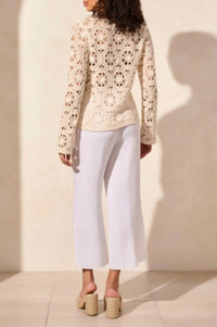 Tribal - Open Fancy Crochet V-neck Bell Slv Swtr