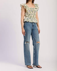 En Saison - Charleston Ruffle Sleeve Peplum Top