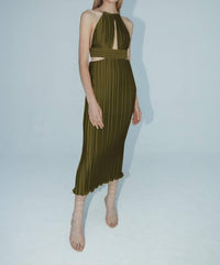 Aiifos - Valerie Halter Neck Pleated Dress